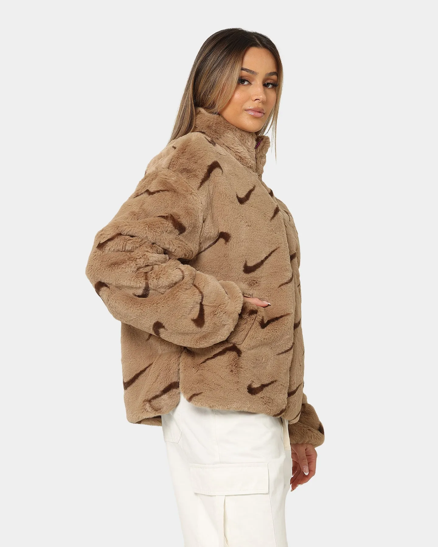 Nike Women's Nike Sportswear Faux Fur All Over Print Dark Driftwood