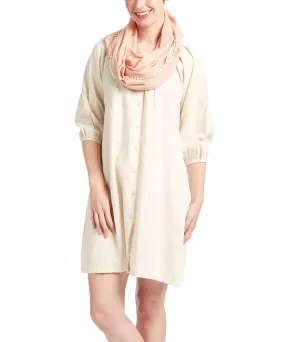 Off-white Dress With Blush Infinity Scarf 2-pc set