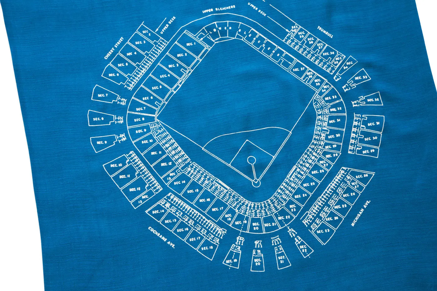 Old Tiger Stadium Blueprint Scarf, Historic Detroit Bamboo Pashmina