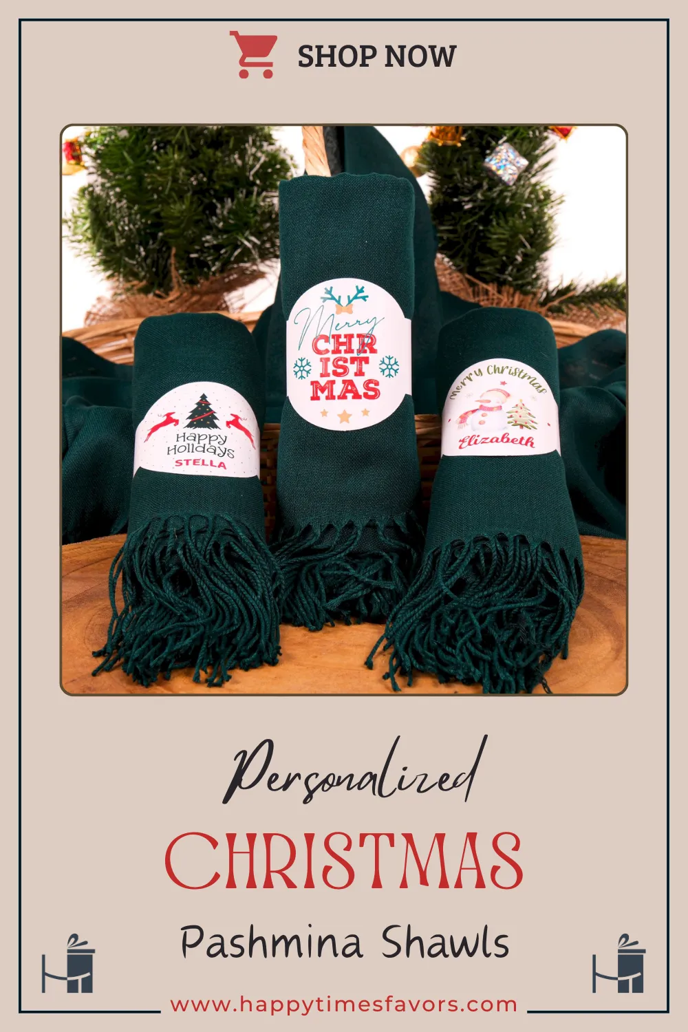 Personalized Christmas Gift, Custom Scarf, Shawl, Merry Christmas Pashmina, New Year Shawl, Winter Accessory, Holiday Fashion, Gift Ideas