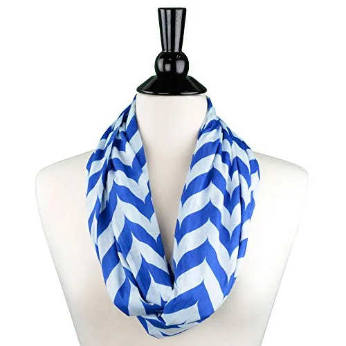 Pop Fashion Womens Chevron Arrow Patterned Infinity Scarf with Hidden Zipper Pocket