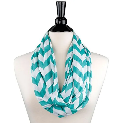 Pop Fashion Womens Chevron Arrow Patterned Infinity Scarf with Hidden Zipper Pocket