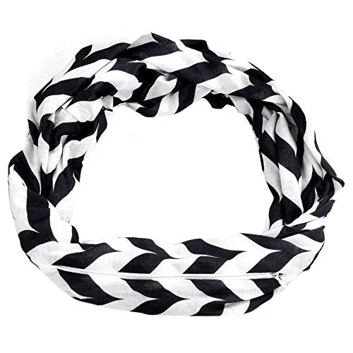 Pop Fashion Womens Chevron Arrow Patterned Infinity Scarf with Hidden Zipper Pocket