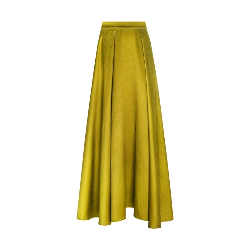 PURITY Luxury French fruit green bamboo satin skirt set- Aura