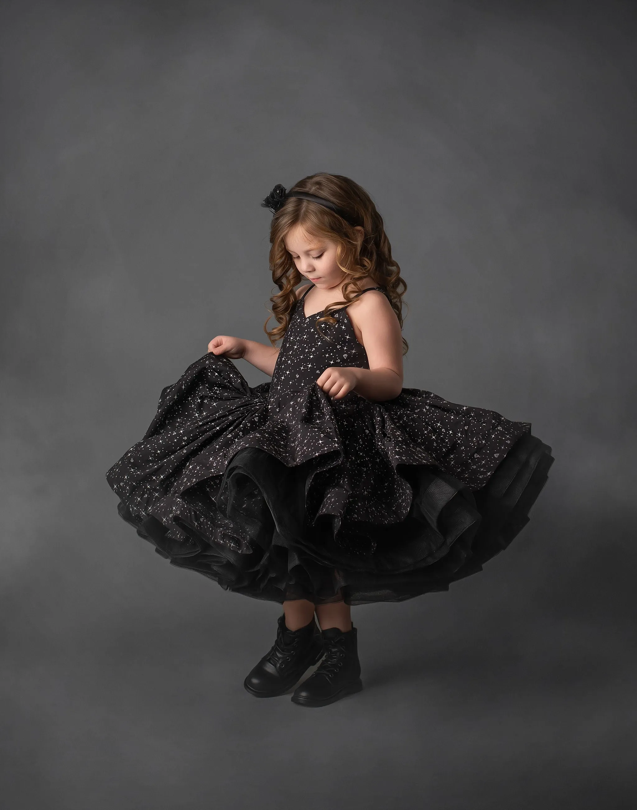 "Diamond Starlight" -  Petal length dress Chiffon ( 6 Year - Petite 8 Year)