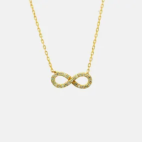 "Infinite Sparkle" Gold-Dipped Infinity CZ Necklace 16-18 inch