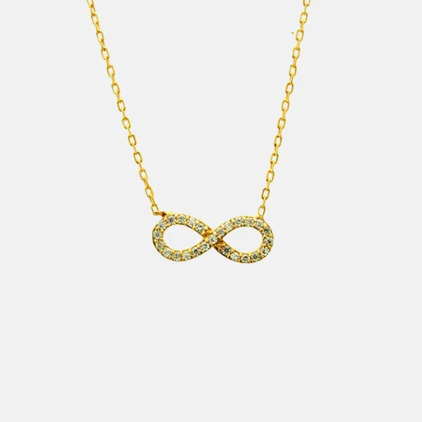 "Infinite Sparkle" Gold-Dipped Infinity CZ Necklace 16-18 inch