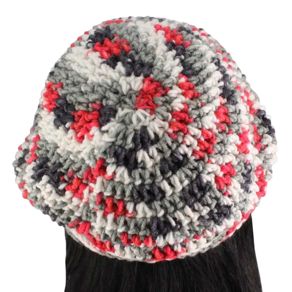 Red White Gray Black Slouch Beanie Hat Medium/Large - JMCH41ML