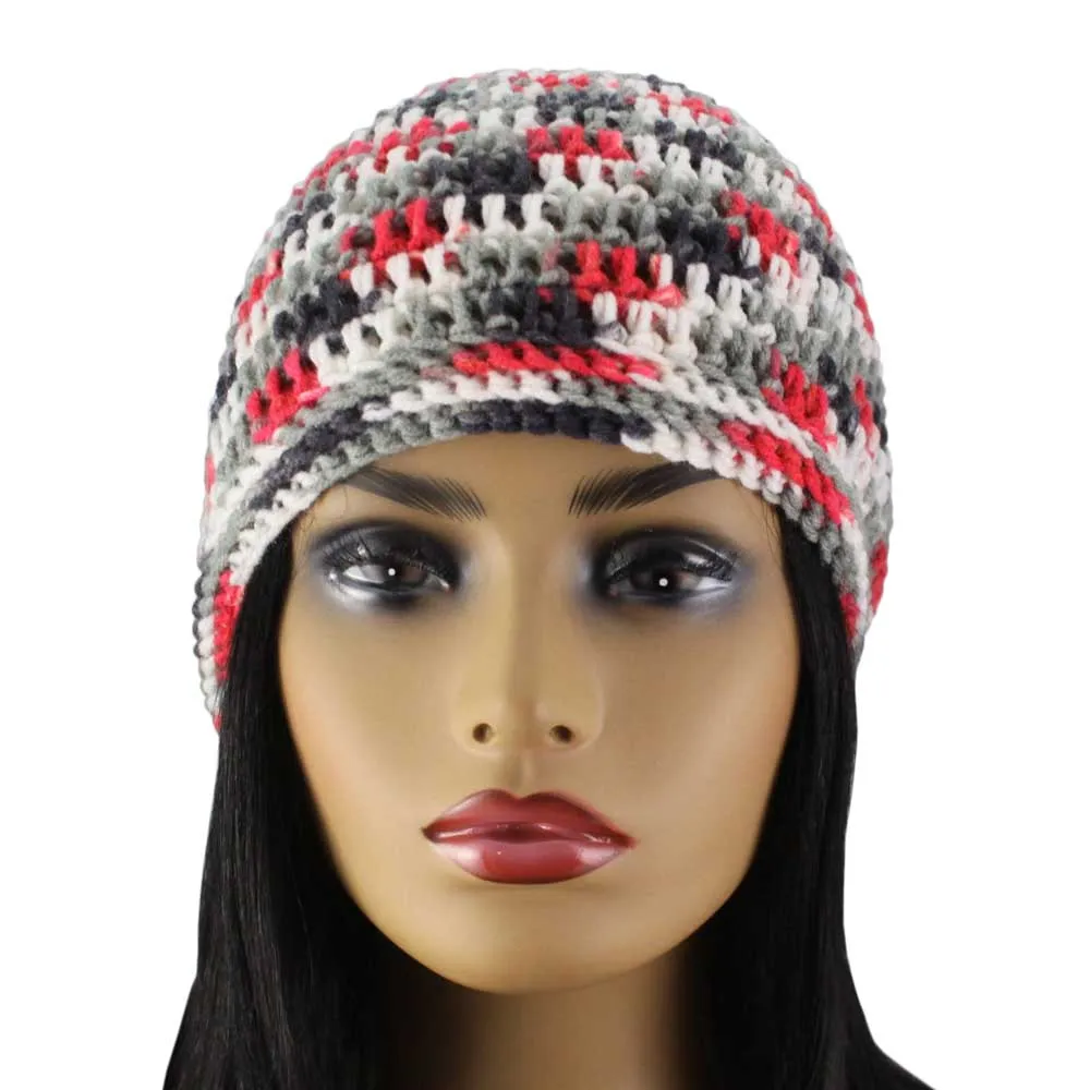 Red White Gray Black Slouch Beanie Hat Medium/Large - JMCH41ML