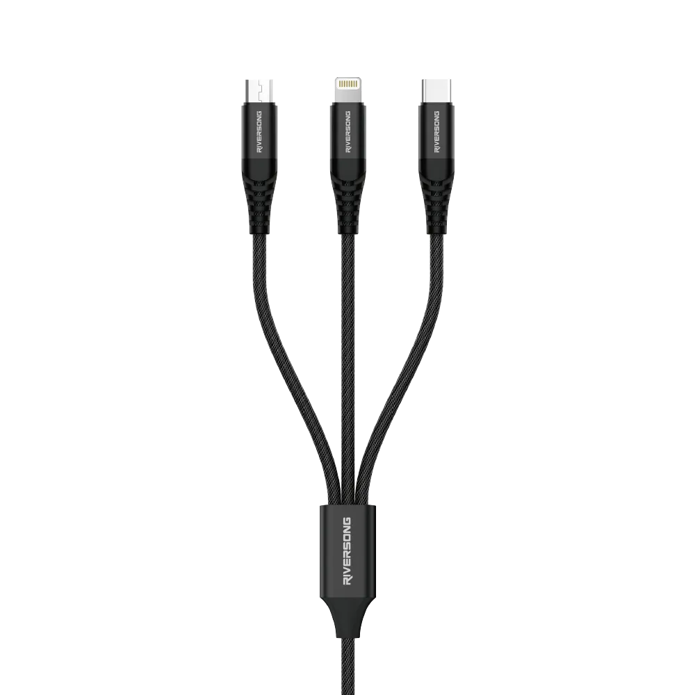 RIVERSONG 3-in-1 1M Fast Charging Cable (Micro, Lighting, Type-C) - C58