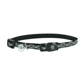 Safe Cat Reflective Snag-Proof Adjustable 3/8" Breakaway Collar-Black Skulls