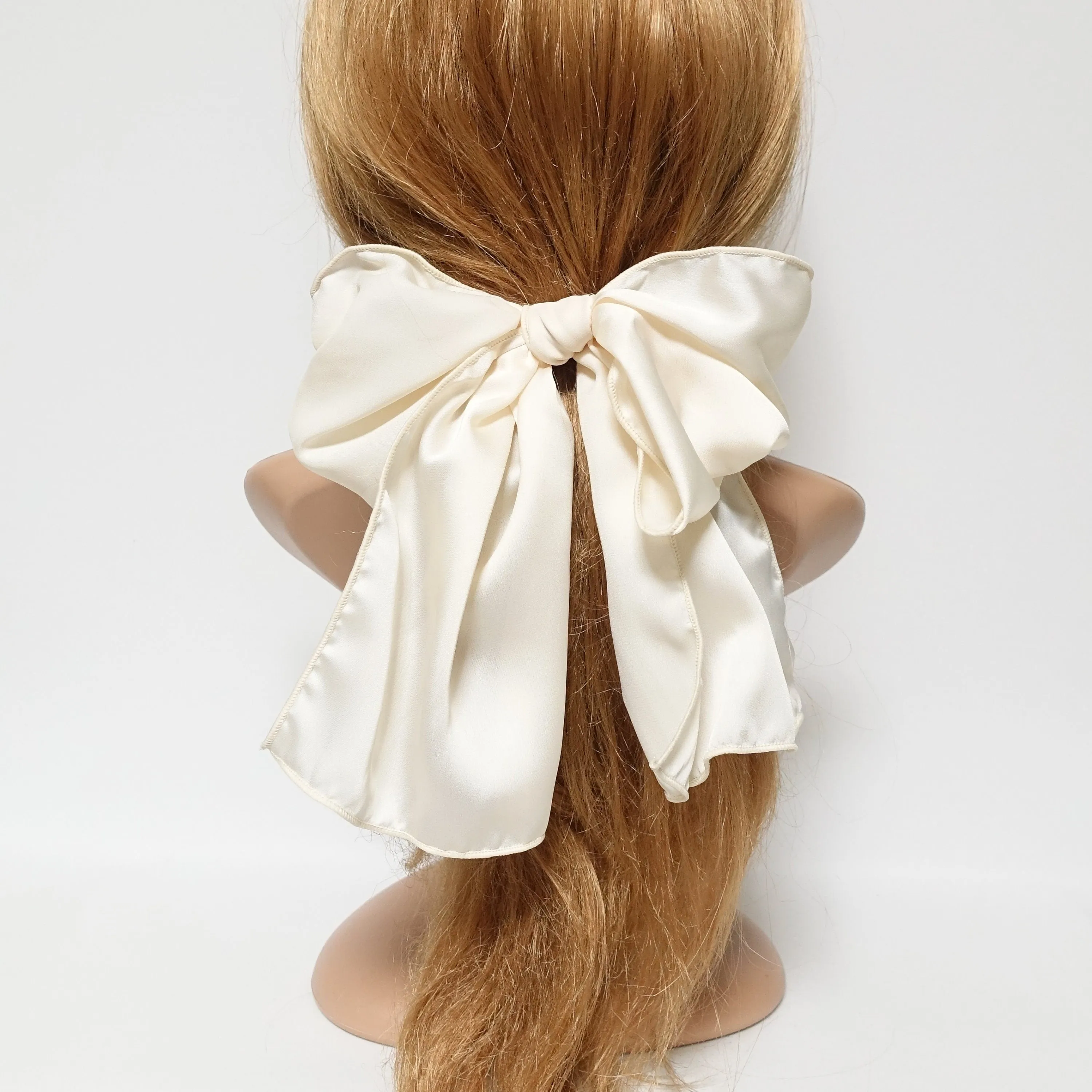 satin big glam bow hair elastic large stylish scarf knot tie bow ponytail holder