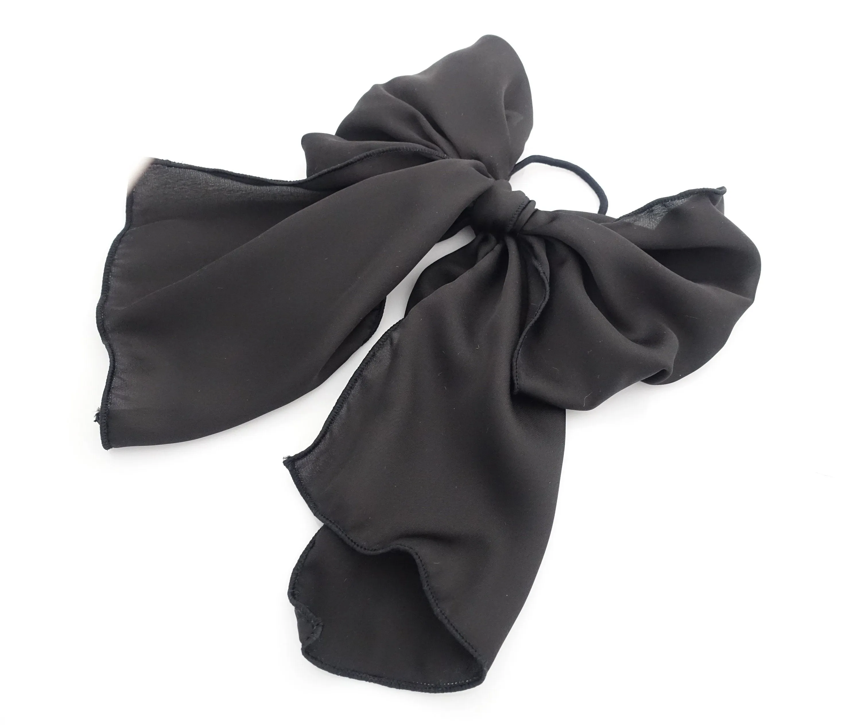 satin big glam bow hair elastic large stylish scarf knot tie bow ponytail holder