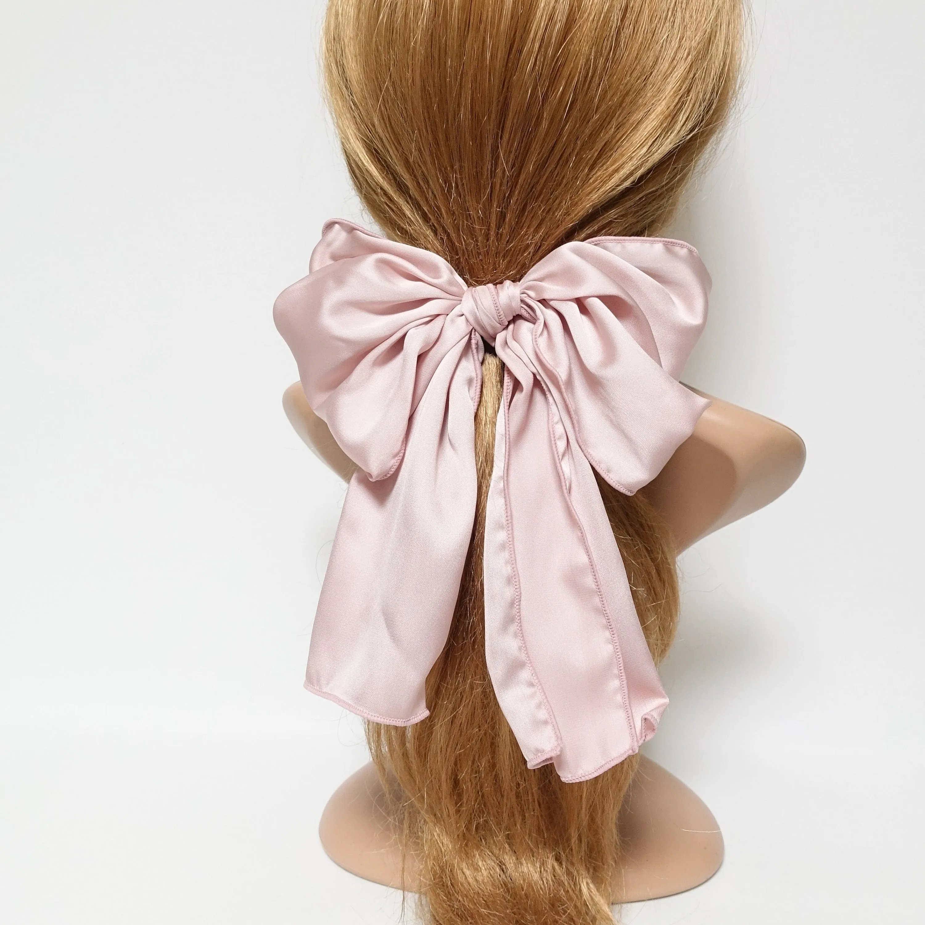 satin big glam bow hair elastic large stylish scarf knot tie bow ponytail holder