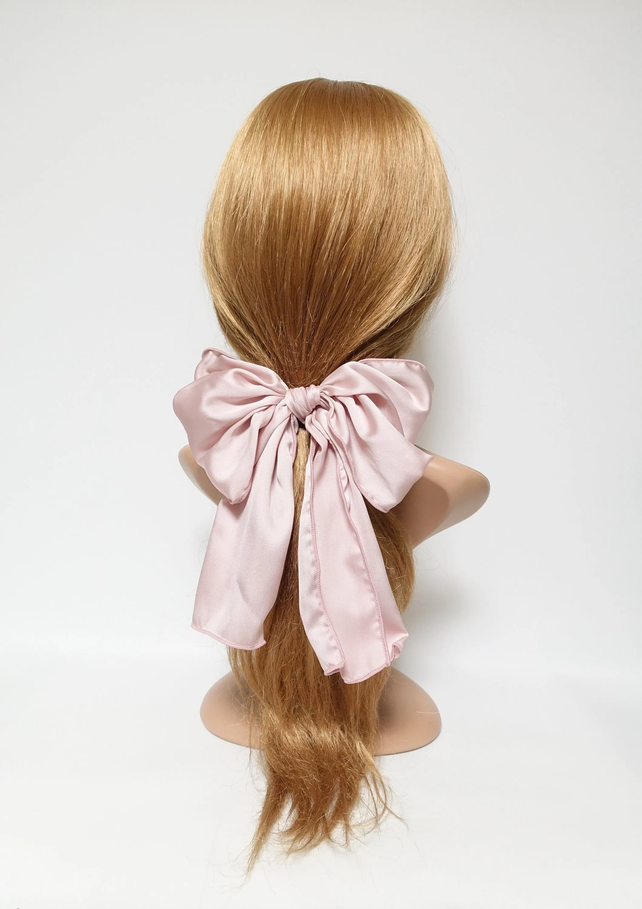 satin big glam bow hair elastic large stylish scarf knot tie bow ponytail holder