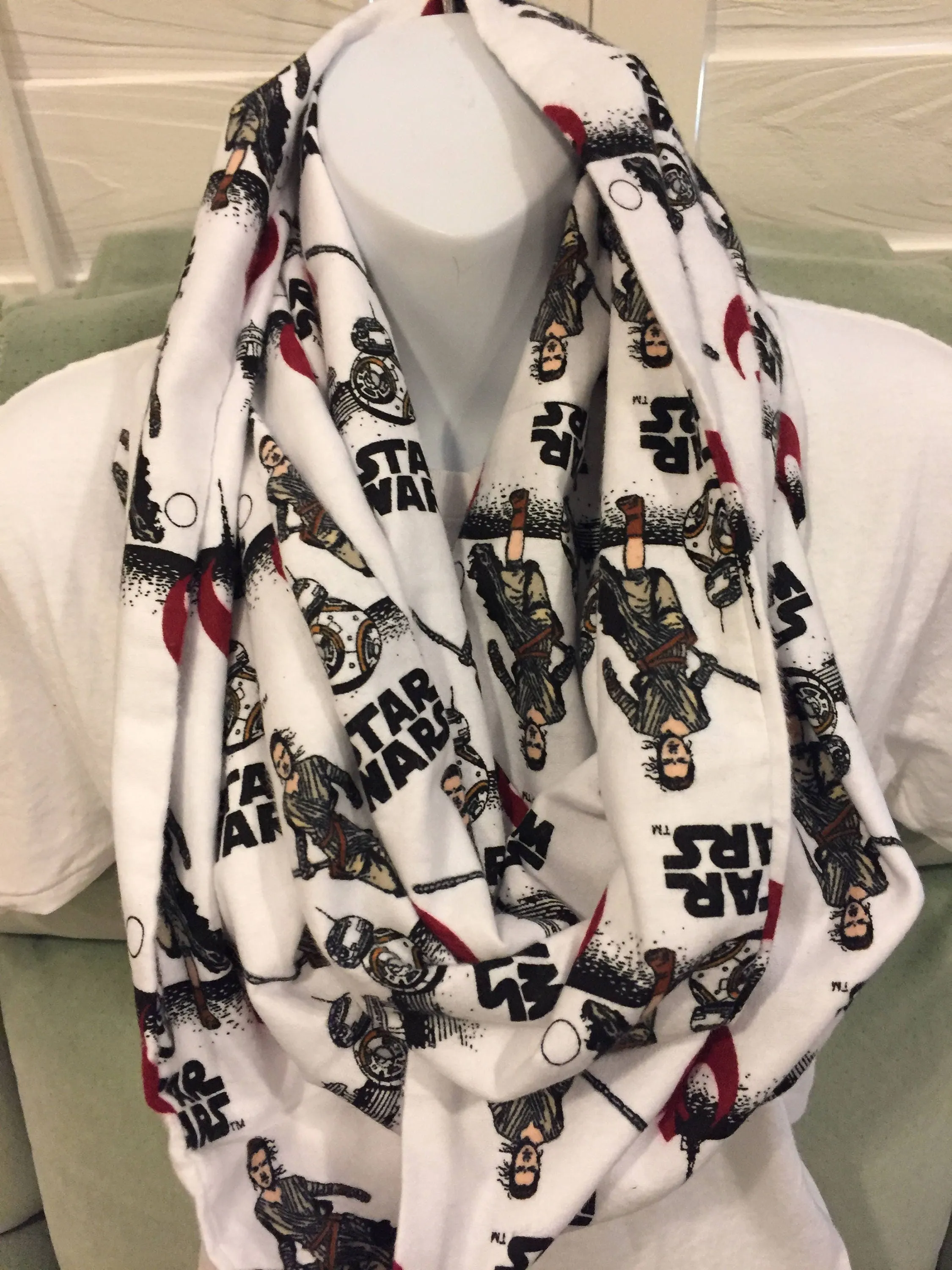 Star Wars VII Rey and BB8 Flannel Fleece Infinity Scarf - Galactic Fashion Accessory