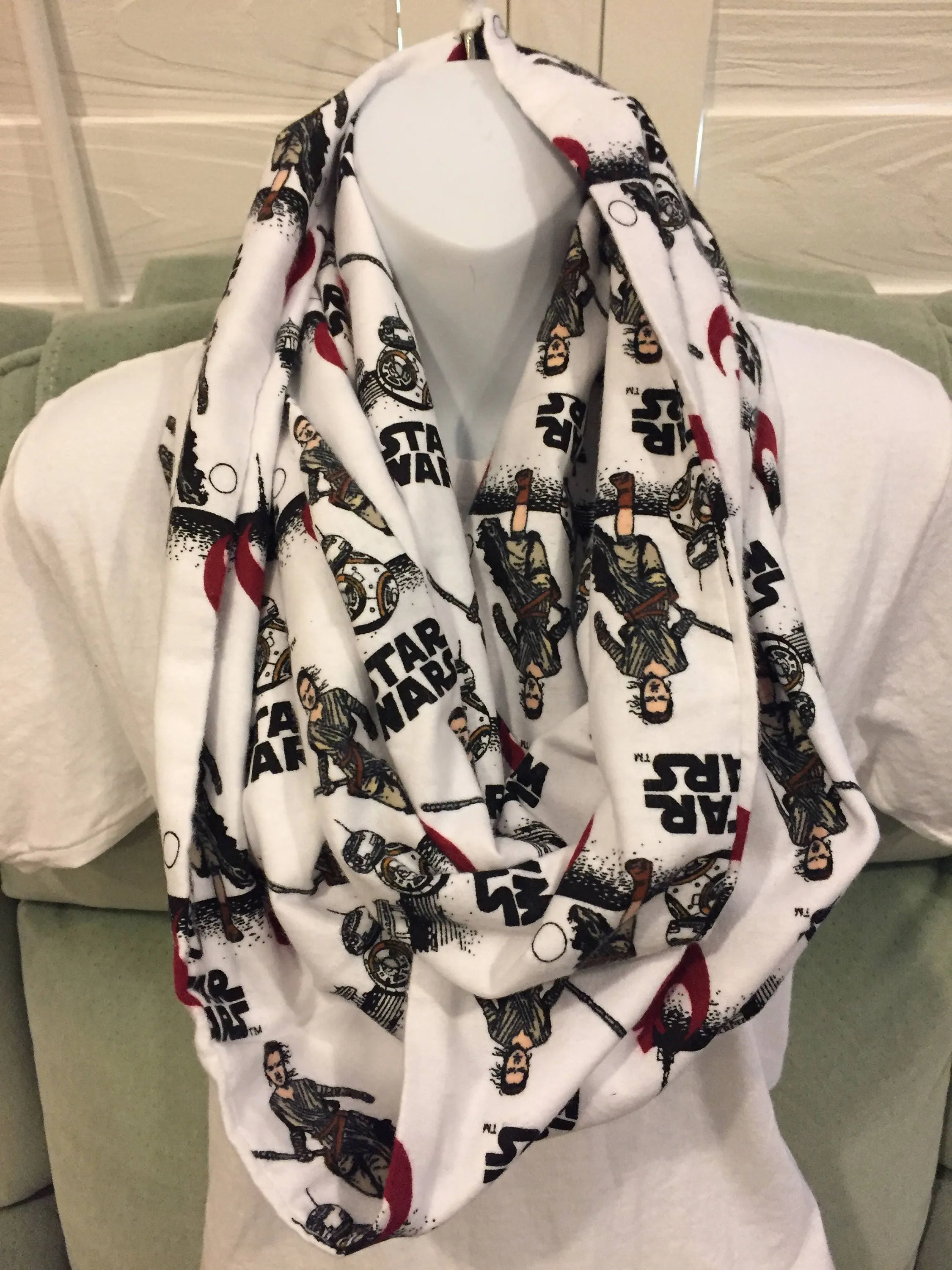 Star Wars VII Rey and BB8 Flannel Fleece Infinity Scarf - Galactic Fashion Accessory