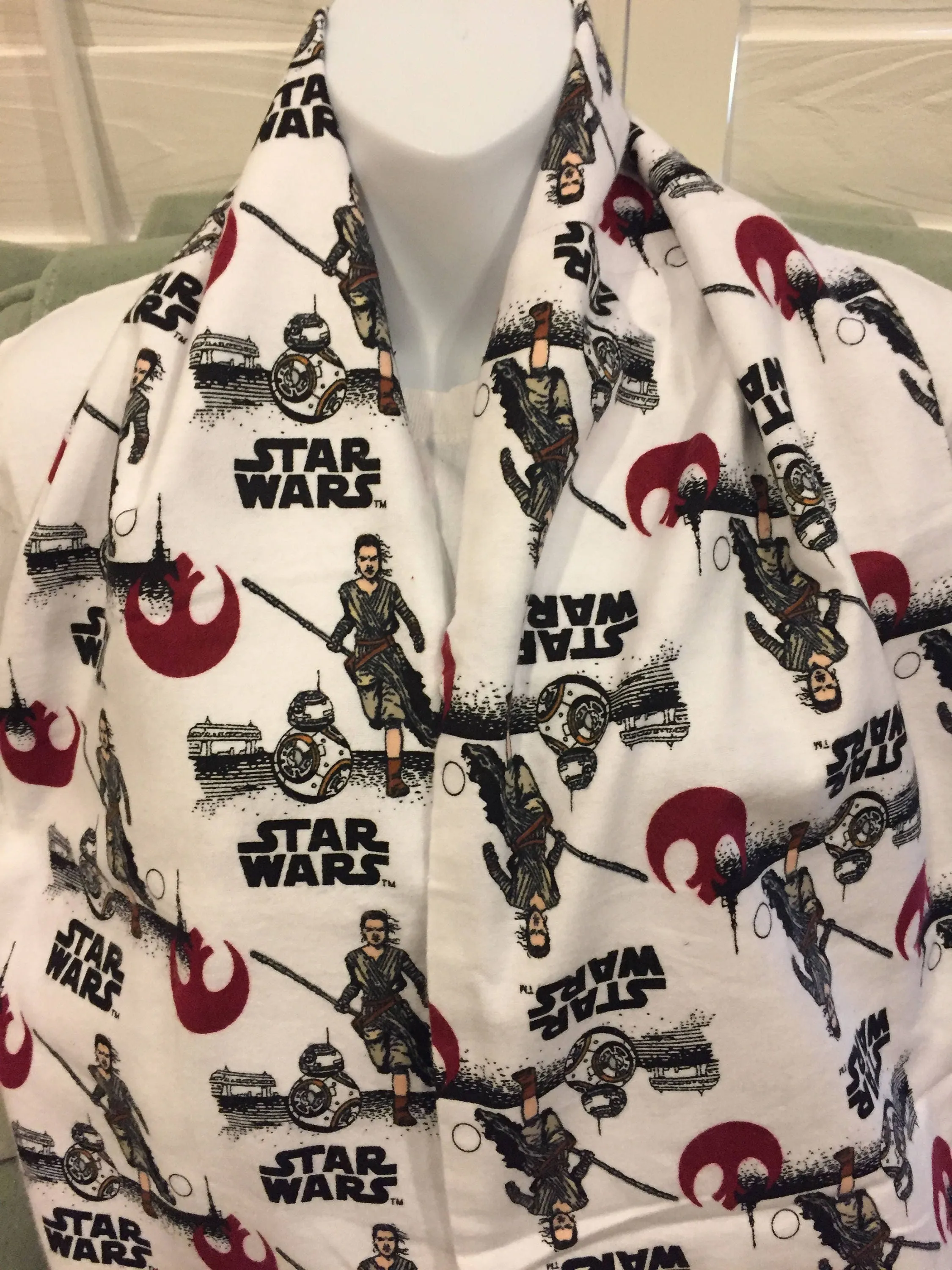 Star Wars VII Rey and BB8 Flannel Fleece Infinity Scarf - Galactic Fashion Accessory