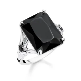 Thomas Sabo Large Black Stone Ring with Star - Size 50