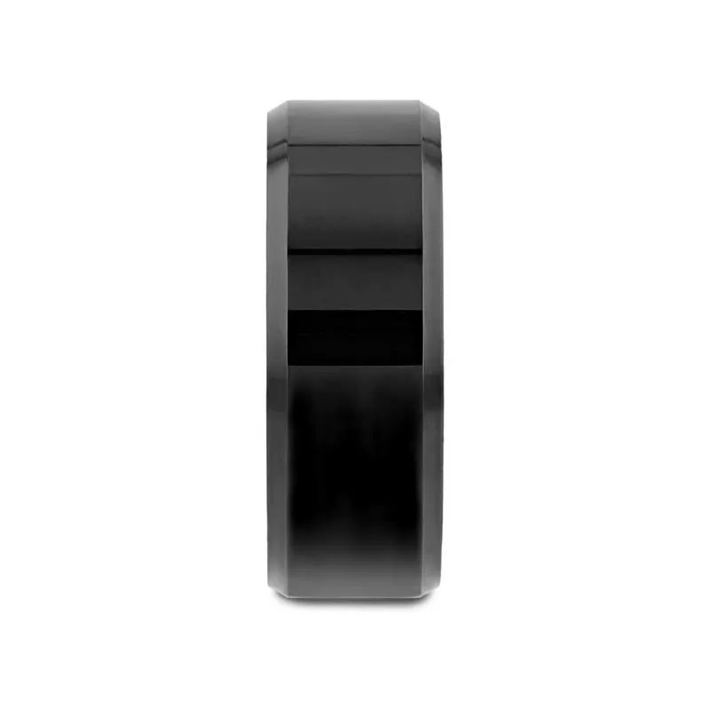 Thorsten INFINITY Black Tungsten Ring with Beveled Edges - 4mm - 12mm