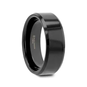 Thorsten INFINITY Black Tungsten Ring with Beveled Edges - 4mm - 12mm