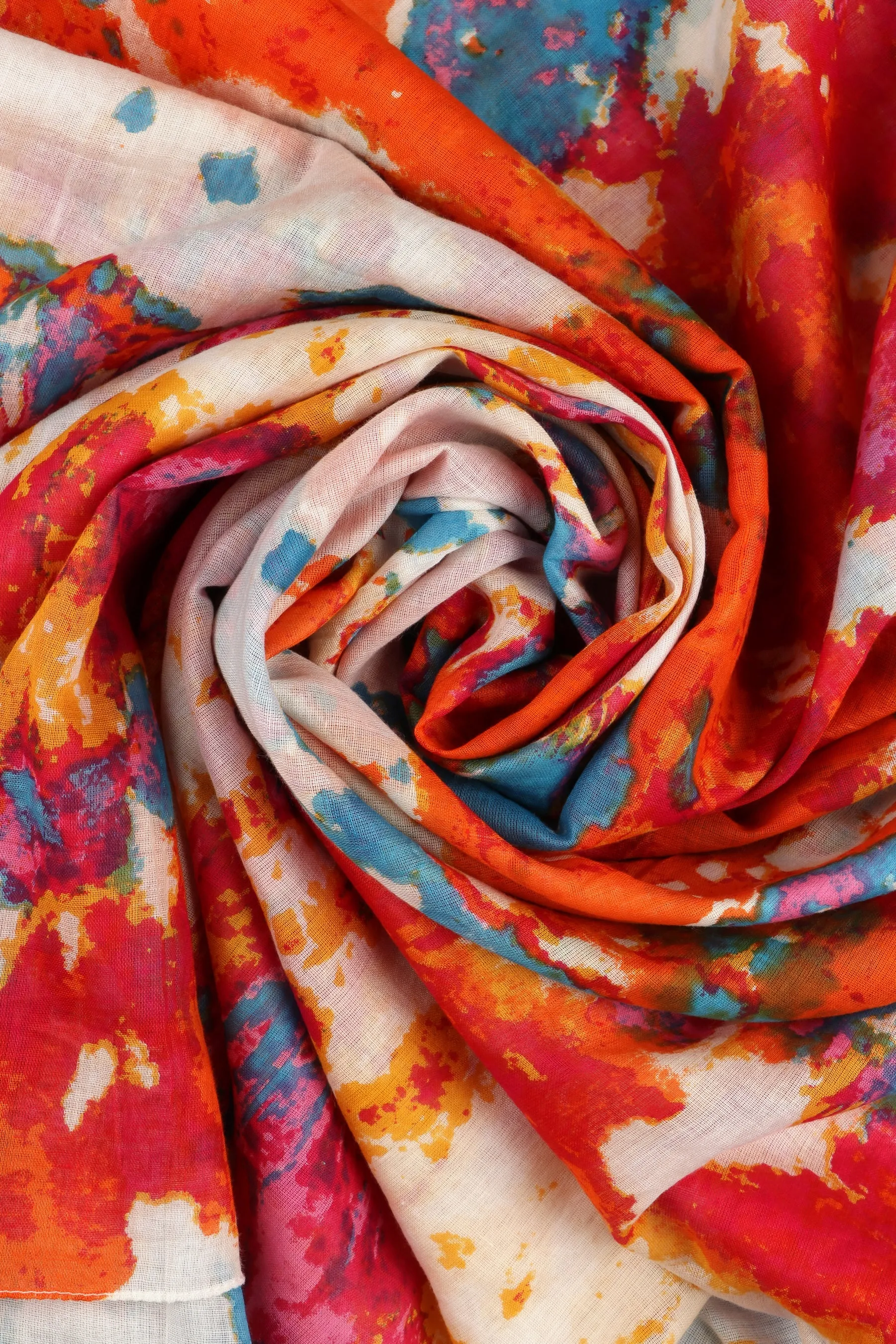 Tie Die Print Cotton Scarf - Orange