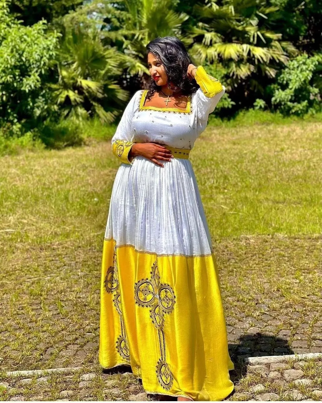 Timeless beauty yellow Habesha Dress Habesha Kemis Habesha Libs es0075