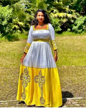 Timeless beauty yellow Habesha Dress Habesha Kemis Habesha Libs es0075