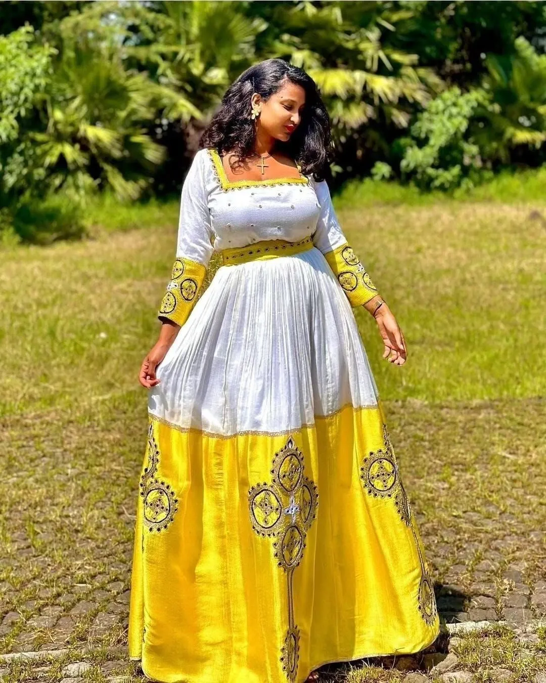 Timeless beauty yellow Habesha Dress Habesha Kemis Habesha Libs es0075