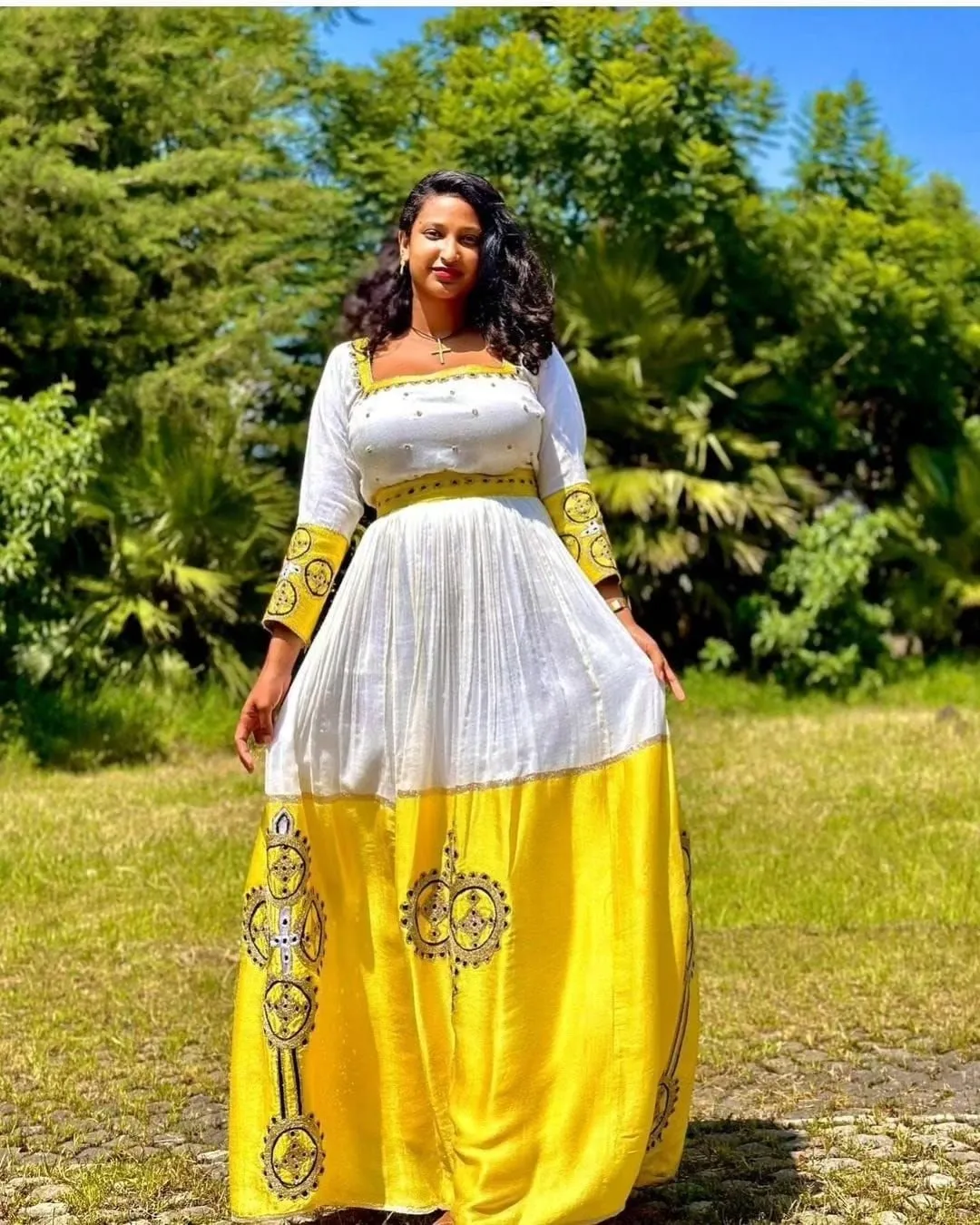 Timeless beauty yellow Habesha Dress Habesha Kemis Habesha Libs es0075