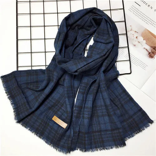 Trend plaid printed cotton fabric glamorous texture high-grade temperament autumn and winter simple fashion ladies scarf