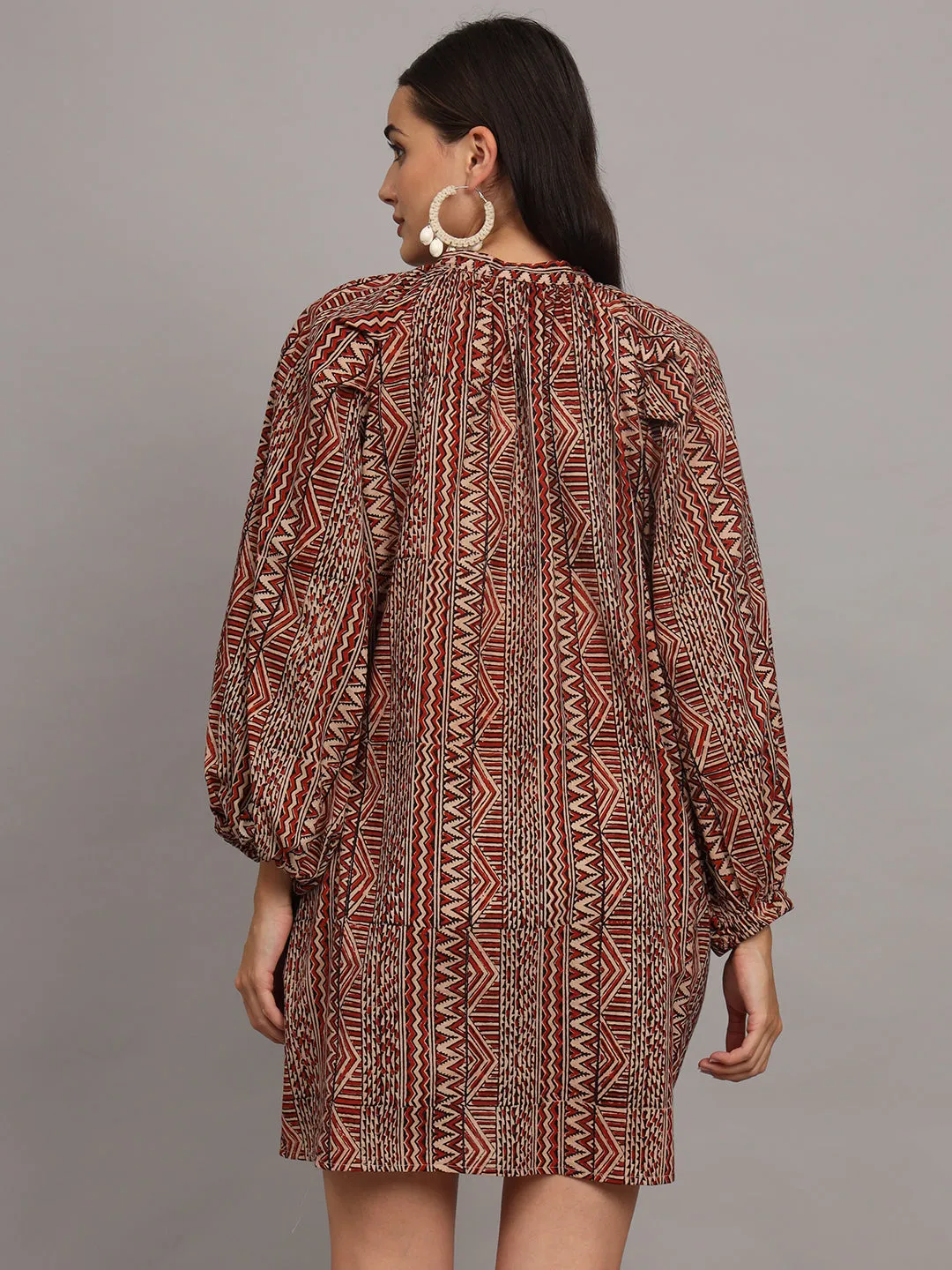 Tribal Printed A-Line Mini Dress