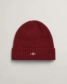 Unisex Shield Wool Beanie - Burgundy (Plumped Red)