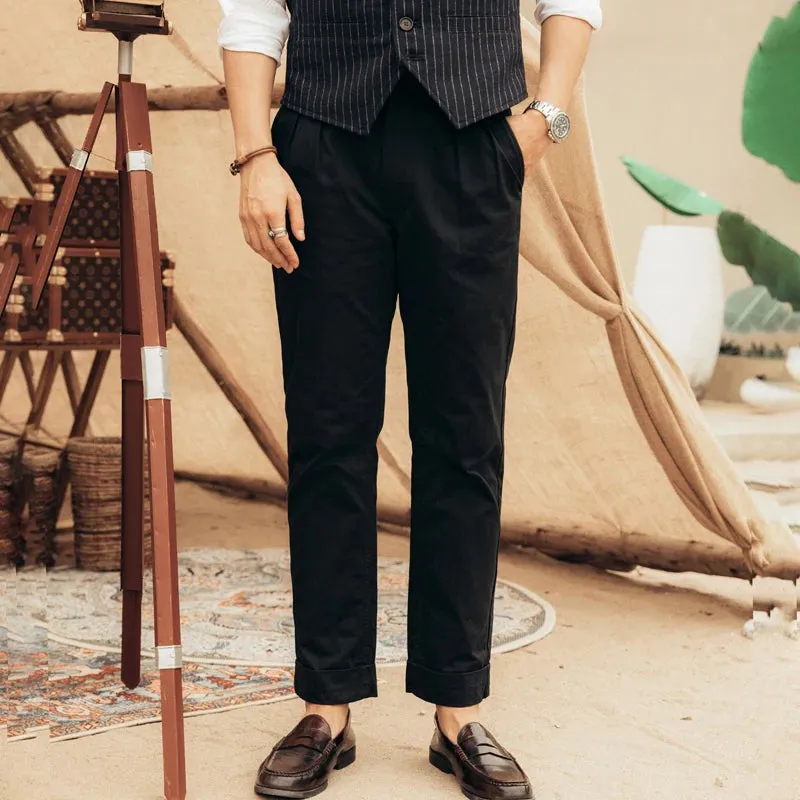 Vintage Style British Gurkha Pants with Pleated Front - Smart Casual Trousers