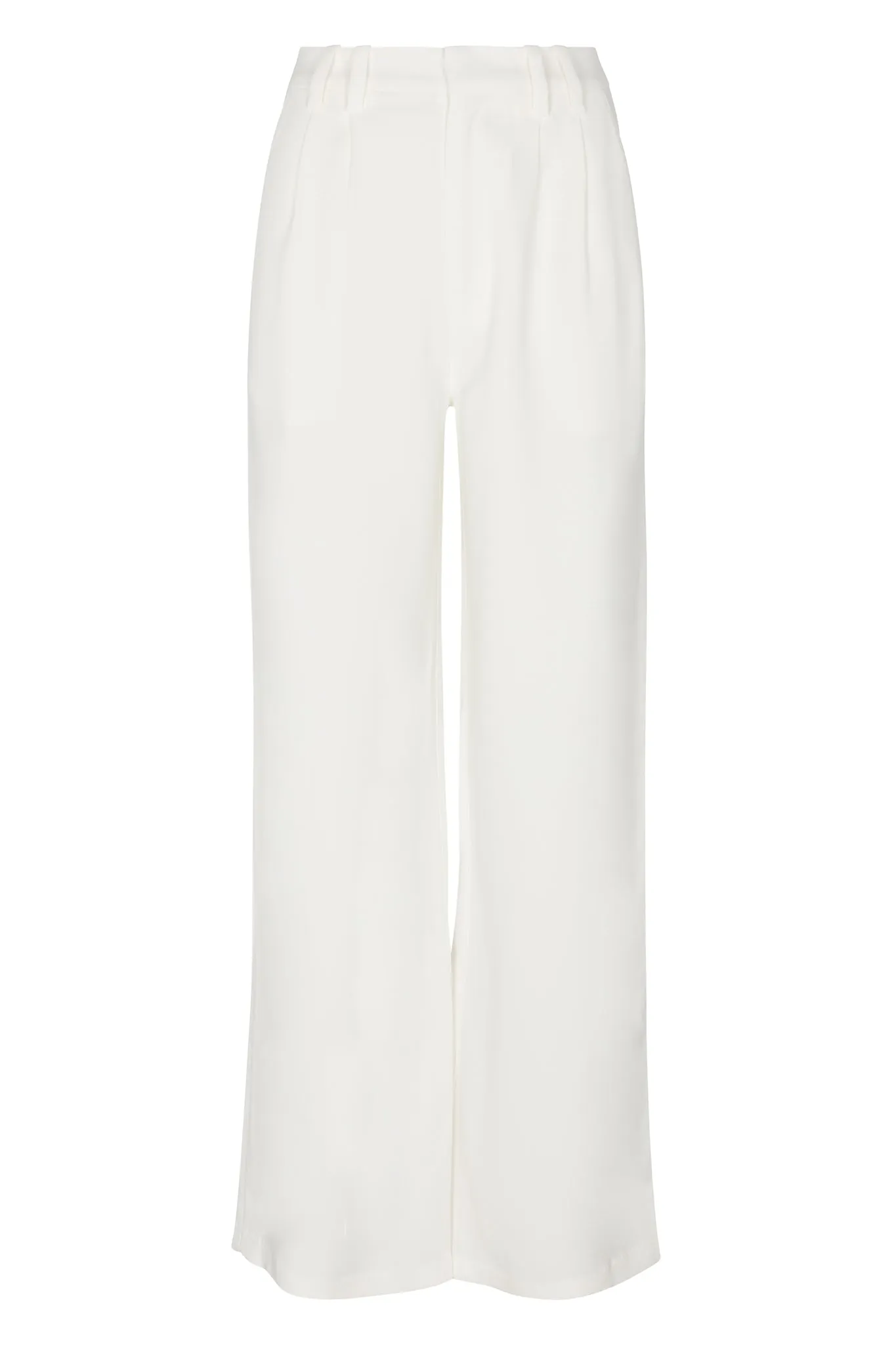 White Crepe Pleated Trousers