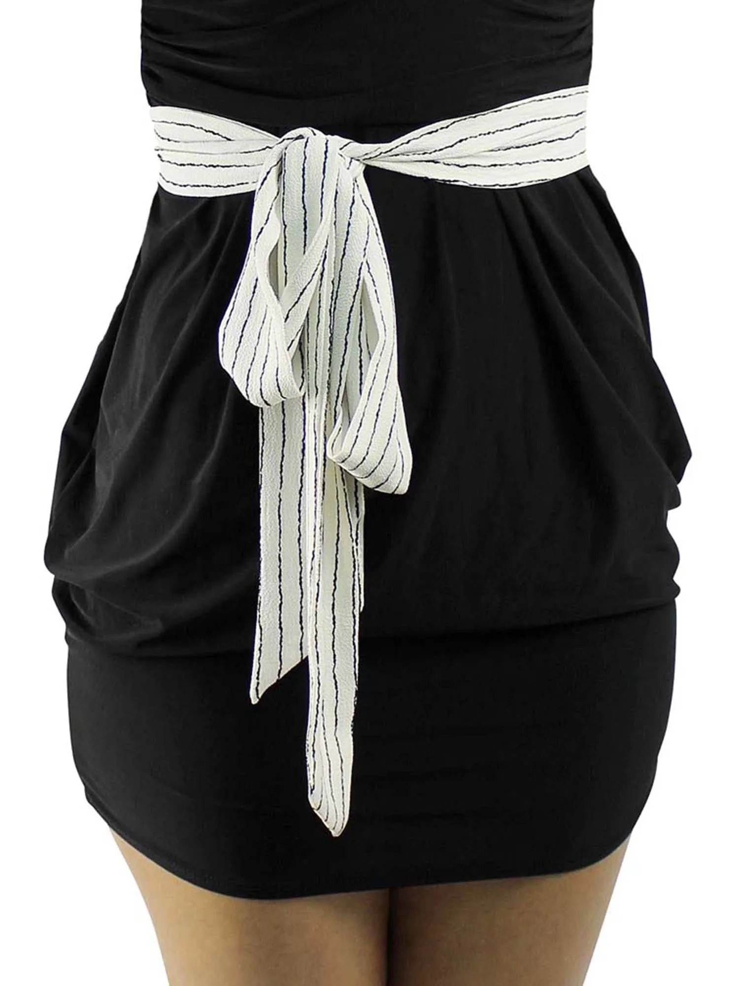 White Pinstripe Skinny Neck Scarf