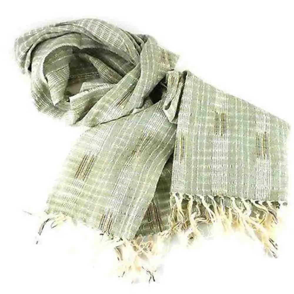 Wide Lightweight Open Weave Scarf in Green Maya Traditions