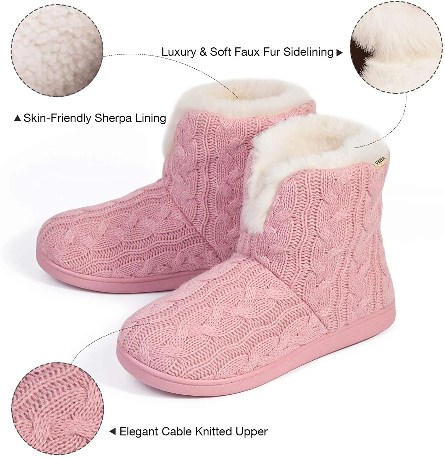 Women's Cosy Cable Knit Memory Foam Slipper Boots