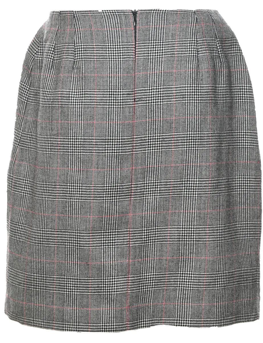 Wool Checked Pencil Skirt - M