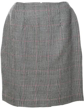 Wool Checked Pencil Skirt - M