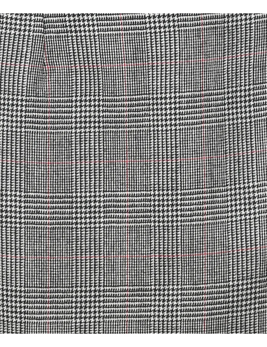 Wool Checked Pencil Skirt - M